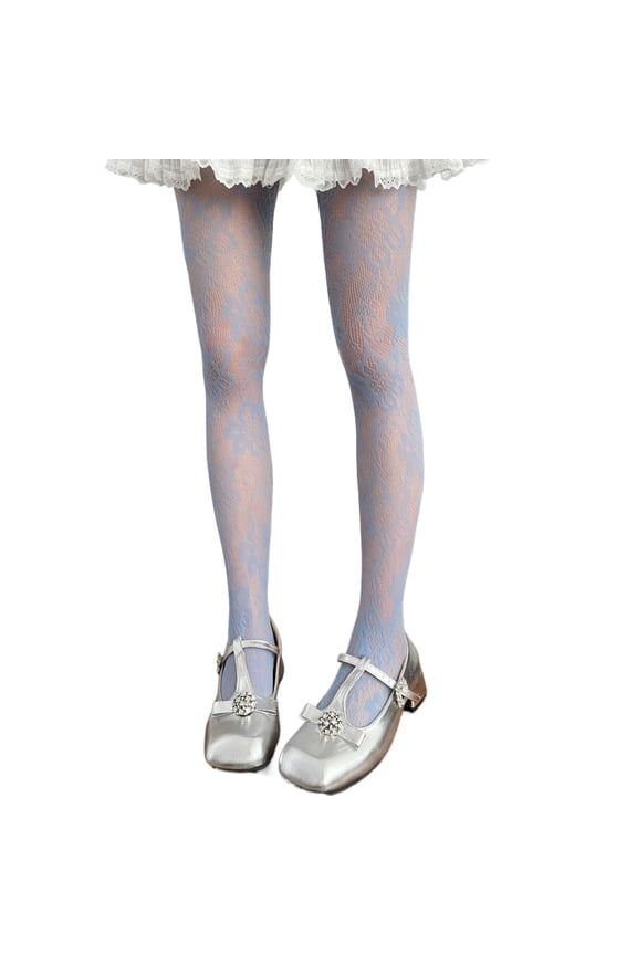 Women's Aesthetic Elegant Flower Pattern Fishnets Tights Stockings Hollowed Out Lace Colorful Pantyhose Leggings Hosiery