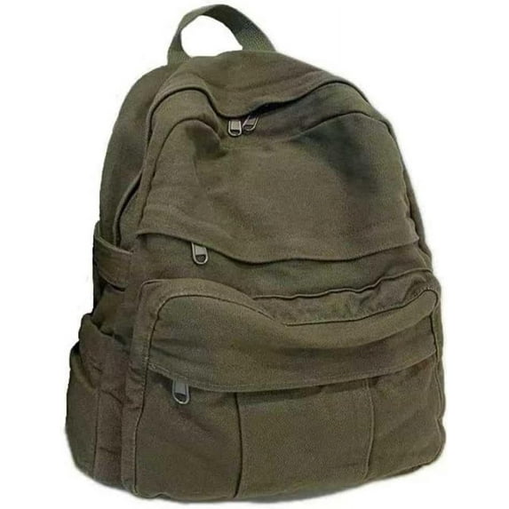 Women's Aesthetic Heavy Cotton Canvas Laptop Backpack Lightweight Casual Daypack 90s Outfits, Forest Green