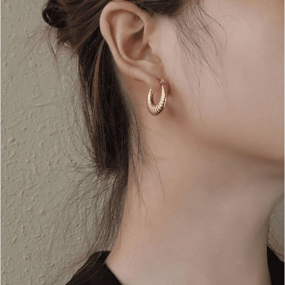 Women's Aidee - 18k Gold Plated Stainless Steel Dome Hoop Huggie Earrings | Lightweight Gift for Your Friend and Family