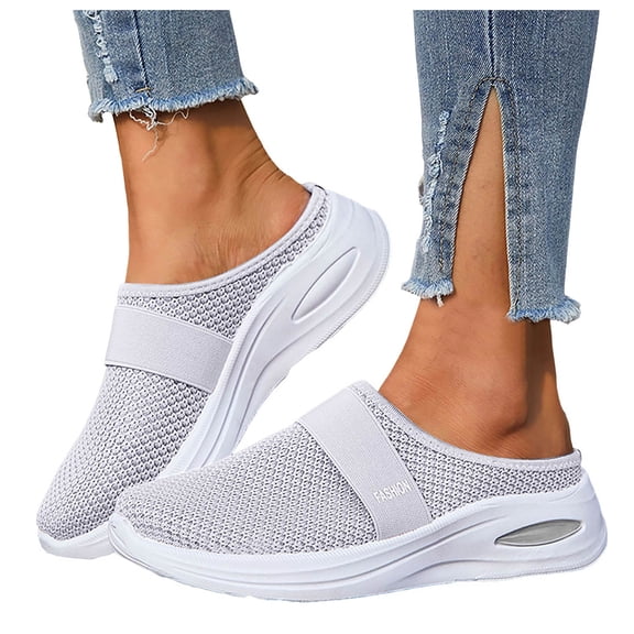 Women's Air Cushion Mules Lightweight Breathable Mesh Slip on Walking Shoes Summer Comfort Sneakers Sandals