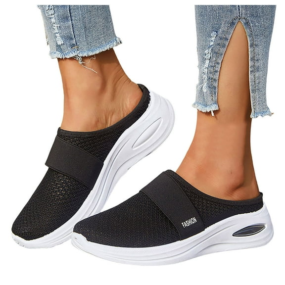 Women's Air Cushion Mules Lightweight Breathable Mesh Slip on Walking Shoes Summer Comfort Sneakers Sandals