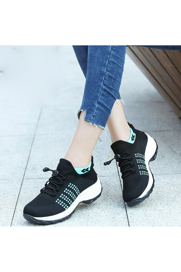 Women‘s Air Cushion Slip-On Sneakers, Breathable Knit Fabric Upper with Memory Foam Insole, Lightweight Walking Shoes for All-Day Comfort. Navy 41