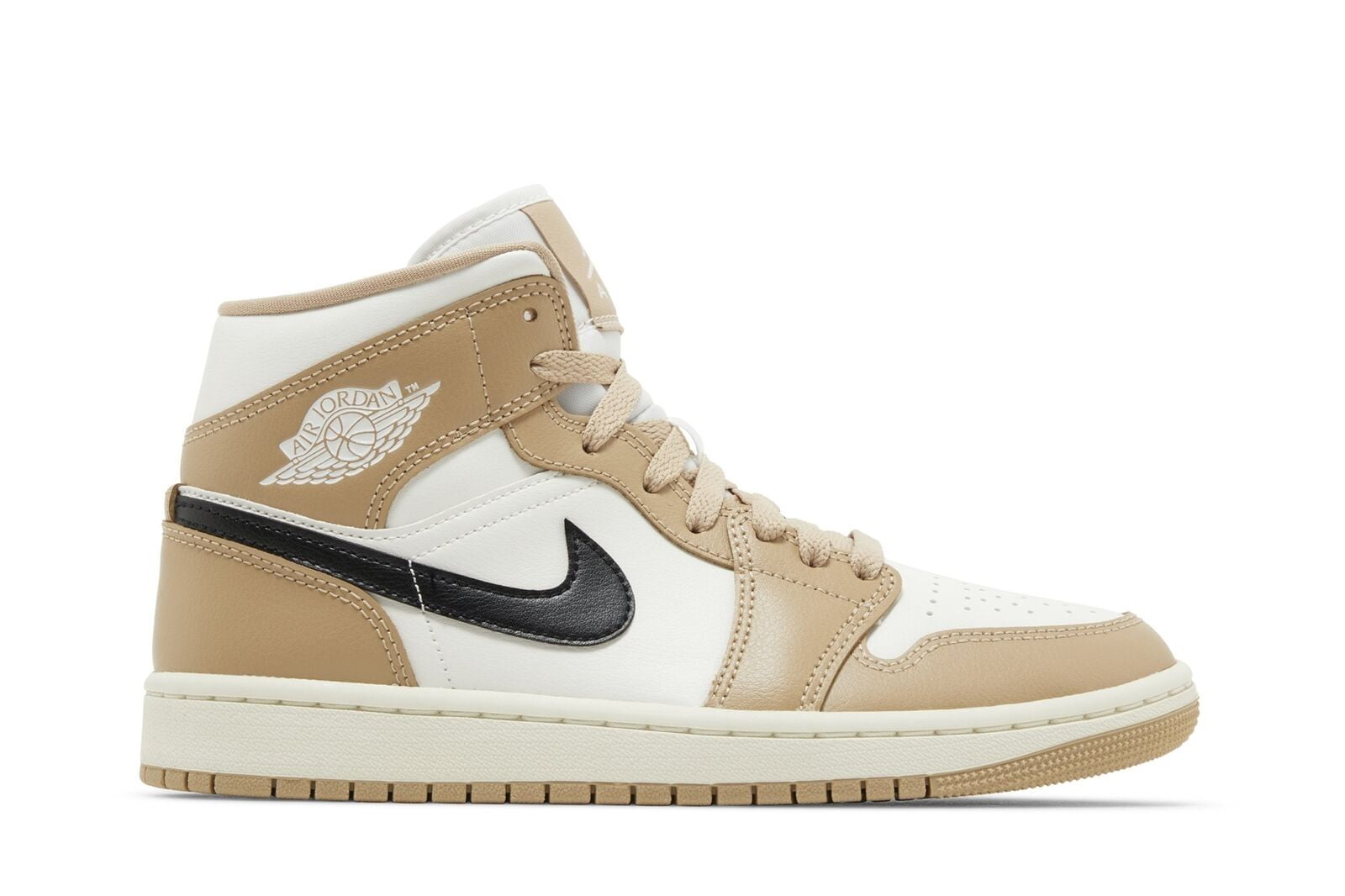国内配送 NIKE WMNS AIR JORDAN 1 MID SAIL/DESERT-BLACK Women's Air Jordan 1 Mid Sail/Black-Desert (BQ6472 103