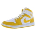 thumbnail image 1 of Nike Air Jordan 1 Mid Womens Shoes Size 5.5, Color: White/University Gold/White, 1 of 3