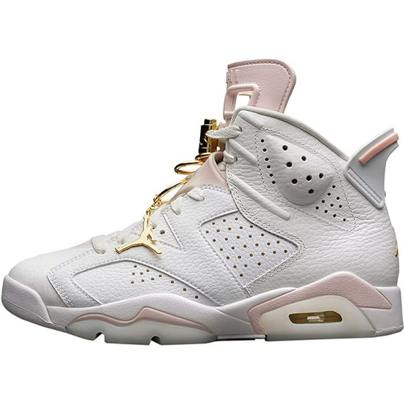 Womens Jordan 6 Retro Gold Hoops White/Metallic Gold DH9696 100 10.5 White/Sail-metallic Gold-barely Rose