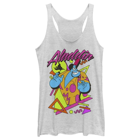 Women's Aladdin 90s Genie Racerback Tank Top White Heather Medium
