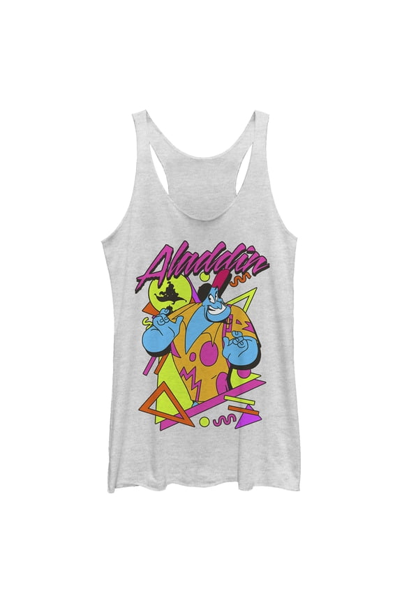 Women's Aladdin 90s Genie Racerback Tank Top White Heather Medium