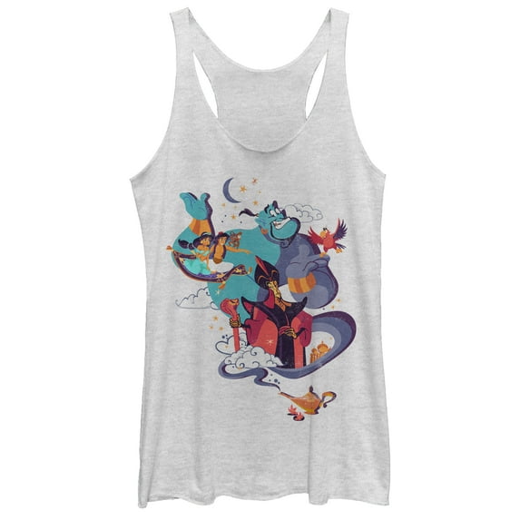 Women's Aladdin Cartoon Poster Racerback Tank Top White Heather Large