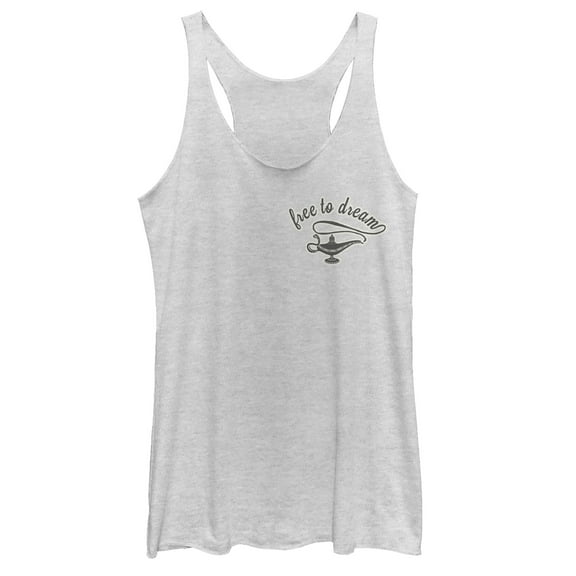 Women's Aladdin Free to Dream Badge Racerback Tank Top White Heather 2X Large