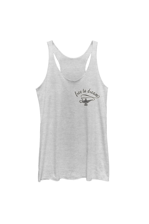 Women's Aladdin Free to Dream Badge Racerback Tank Top White Heather X Large