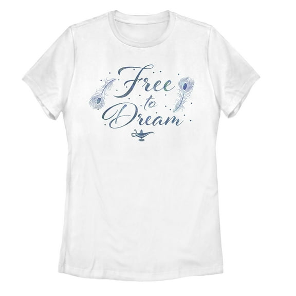 Women's Aladdin Free to Dream Feather  Graphic Tee White 2X Large