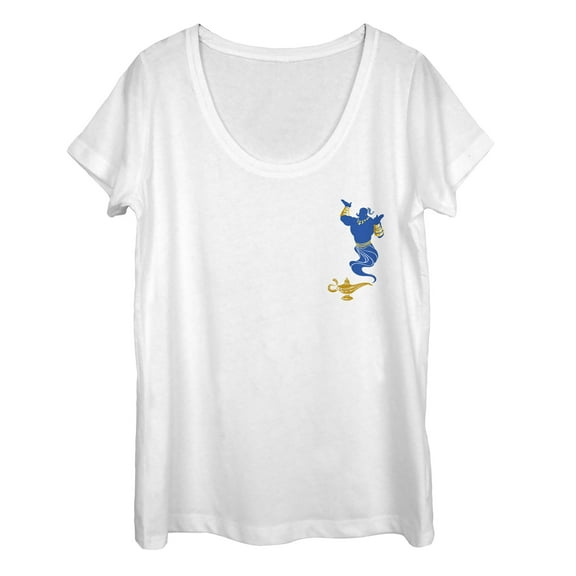 Women's Aladdin Genie Badge  Scoop Neck White Small