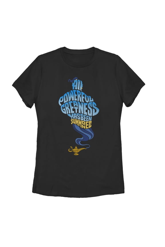 Women's Aladdin Genie Greatness Summoned  Graphic Tee Black Medium