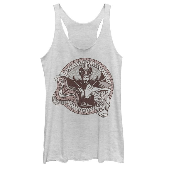 Women's Aladdin Jafar Cobra Circle  Racerback Tank Top White Heather X Small