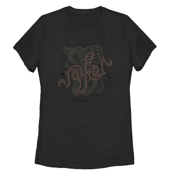Women's Aladdin Jafar Cobra Scrawl Graphic Tee Black Medium