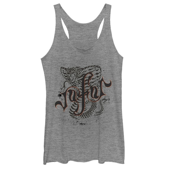 Women's Aladdin Jafar Cobra Scrawl  Racerback Tank Top Gray Heather X Large