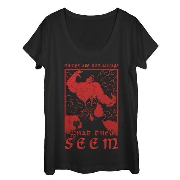 Women's Aladdin Jafar Not Always What It Seems Scoop Neck Black X Large