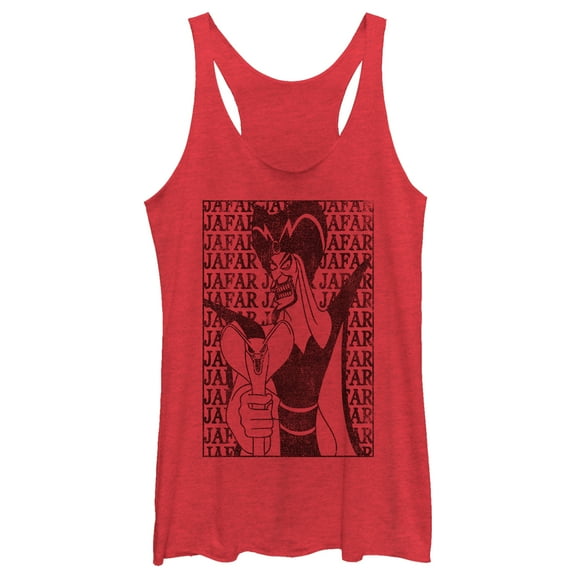 Women's Aladdin Jafar Spell Racerback Tank Top Red Heather X Large