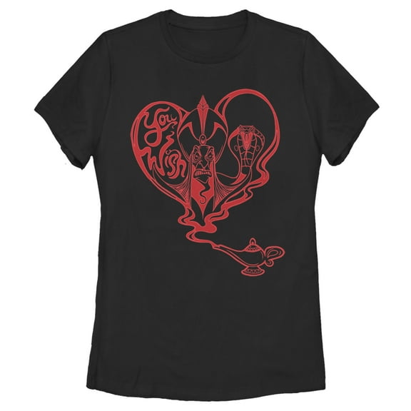 Women's Aladdin Jafar Valentine's Day You Wish  Graphic Tee Black Medium