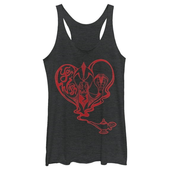 Women's Aladdin Jafar Valentine's Day You Wish Racerback Tank Top Black Heather Large