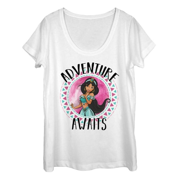 Women's Aladdin Jasmine Adventure  Scoop Neck White Large
