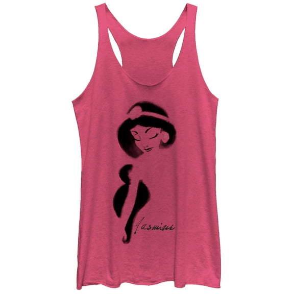 Women's Aladdin Jasmine Graffiti Print  Racerback Tank Top Pink Heather Small