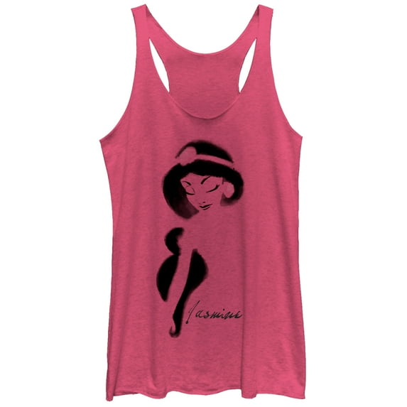 Women's Aladdin Jasmine Graffiti Print Racerback Tank Top Pink Heather Small