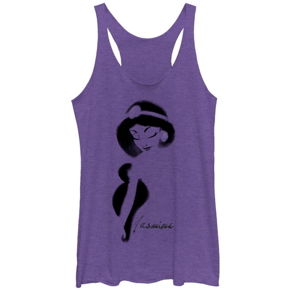Women's Aladdin Jasmine Graffiti Print Racerback Tank Top Purple Heather Large