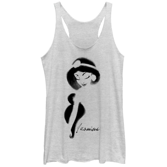 Women's Aladdin Jasmine Graffiti Print Racerback Tank Top White Heather X Large