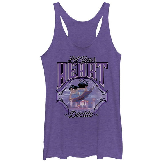 Women's Aladdin Jasmine Heart Decide Racerback Tank Top Purple Heather Medium