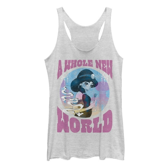 Women's Aladdin Jasmine New World Racerback Tank Top White Heather X Large