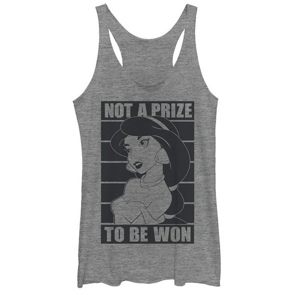 Women's Aladdin Jasmine Not a Prize  Racerback Tank Top Gray Heather X Large