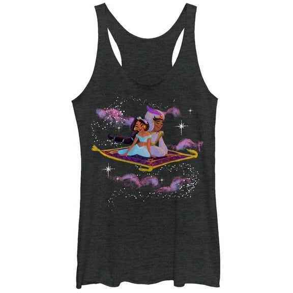 Women's Aladdin Magic Carpet Ride  Racerback Tank Top Black Heather Large