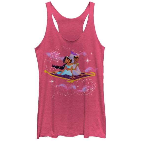 Women's Aladdin Magic Carpet Ride Racerback Tank Top Pink Heather X Large