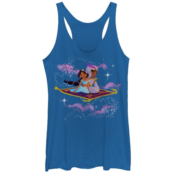 Women's Aladdin Magic Carpet Ride Racerback Tank Top Royal Blue Heather X Large