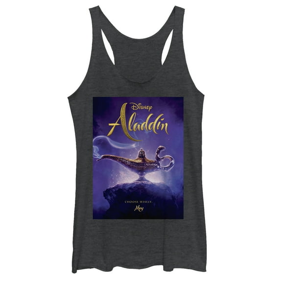 Women's Aladdin Movie Poster Magic Racerback Tank Top Black Heather Medium