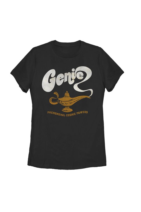 Women's Aladdin Retro Genie Power  Graphic Tee Black Medium