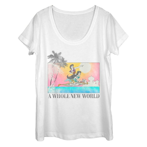 Women's Aladdin Retro Sunset Scoop Neck White Medium