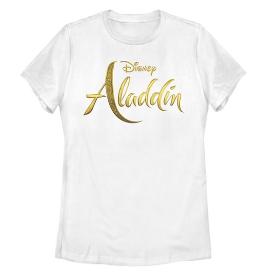 Women's Aladdin Script Logo  Graphic Tee White Small