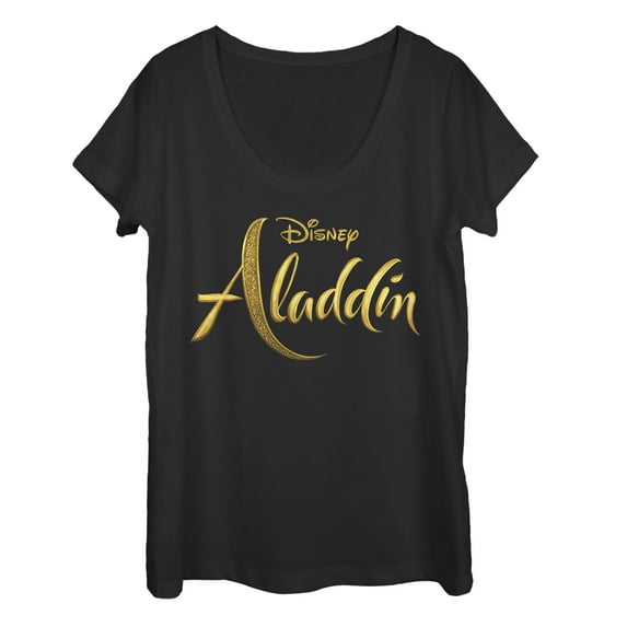 Women's Aladdin Script Logo Scoop Neck Black Small