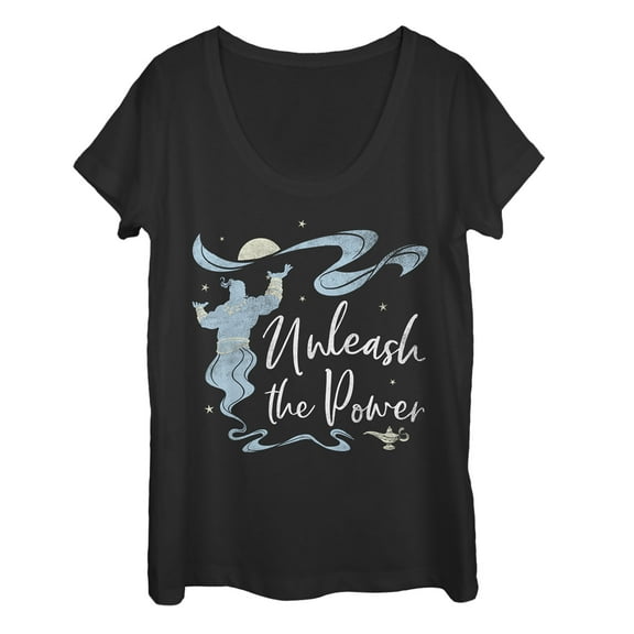 Women's Aladdin Unleash the Genie  Scoop Neck Black Medium