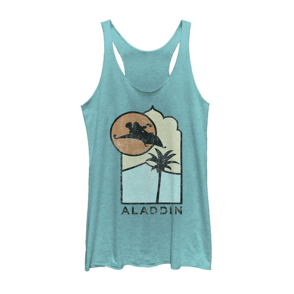 Women's Aladdin Vintage Block Carpet Ride  Racerback Tank Top Tahiti Blue 2X Large