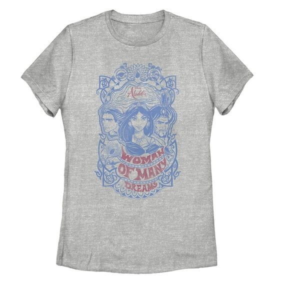 Women's Aladdin Vintage Dream Characters  Graphic Tee Athletic Heather X Large