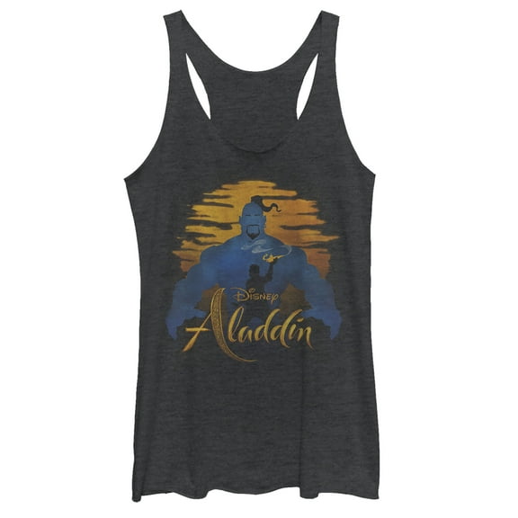 Women's Aladdin Vintage Genie Sunset  Racerback Tank Top Black Heather Large