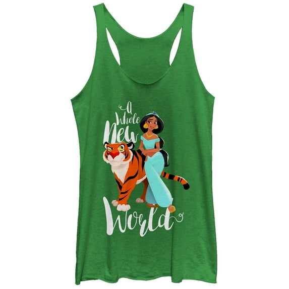 Women's Aladdin Whole New World Racerback Tank Top Envy Green Small