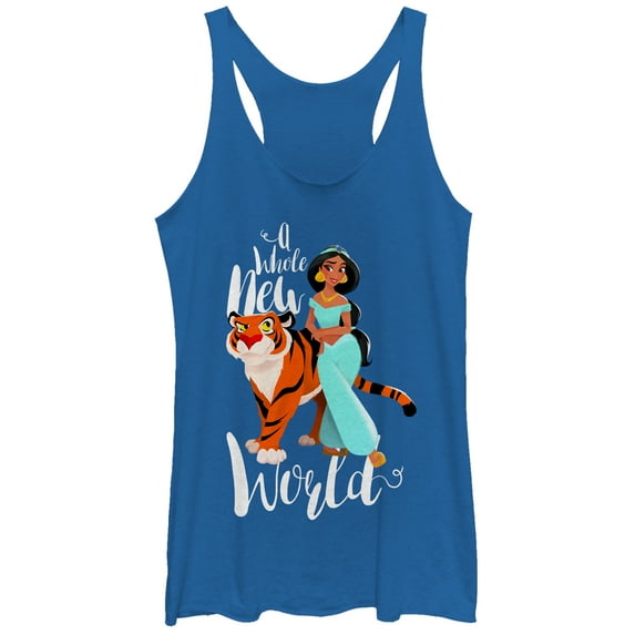 Women's Aladdin Whole New World Racerback Tank Top Royal Blue Heather Small