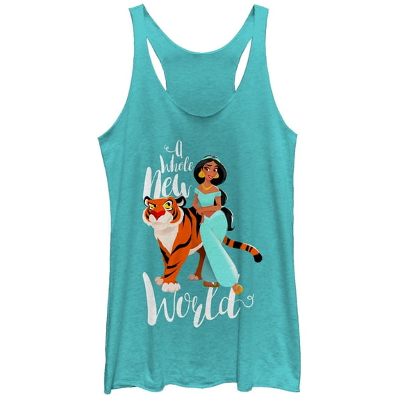 Women's Aladdin Whole New World  Racerback Tank Top Tahiti Blue Large