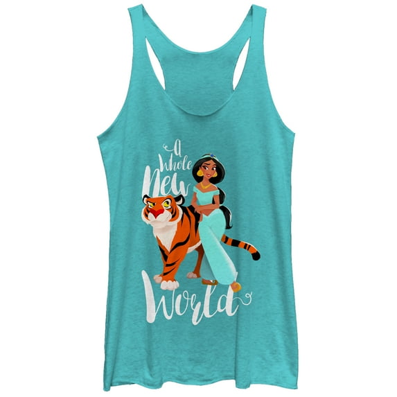 Women's Aladdin Whole New World Racerback Tank Top Tahiti Blue Medium