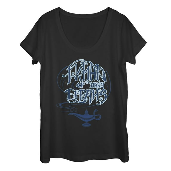 Women's Aladdin Woman of Many Dreams Lamp Scoop Neck Black Small