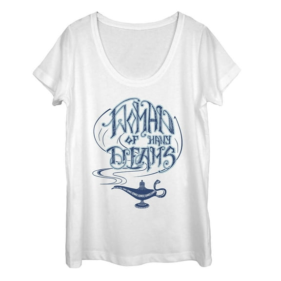 Women's Aladdin Woman of Many Dreams Lamp  Scoop Neck White Large